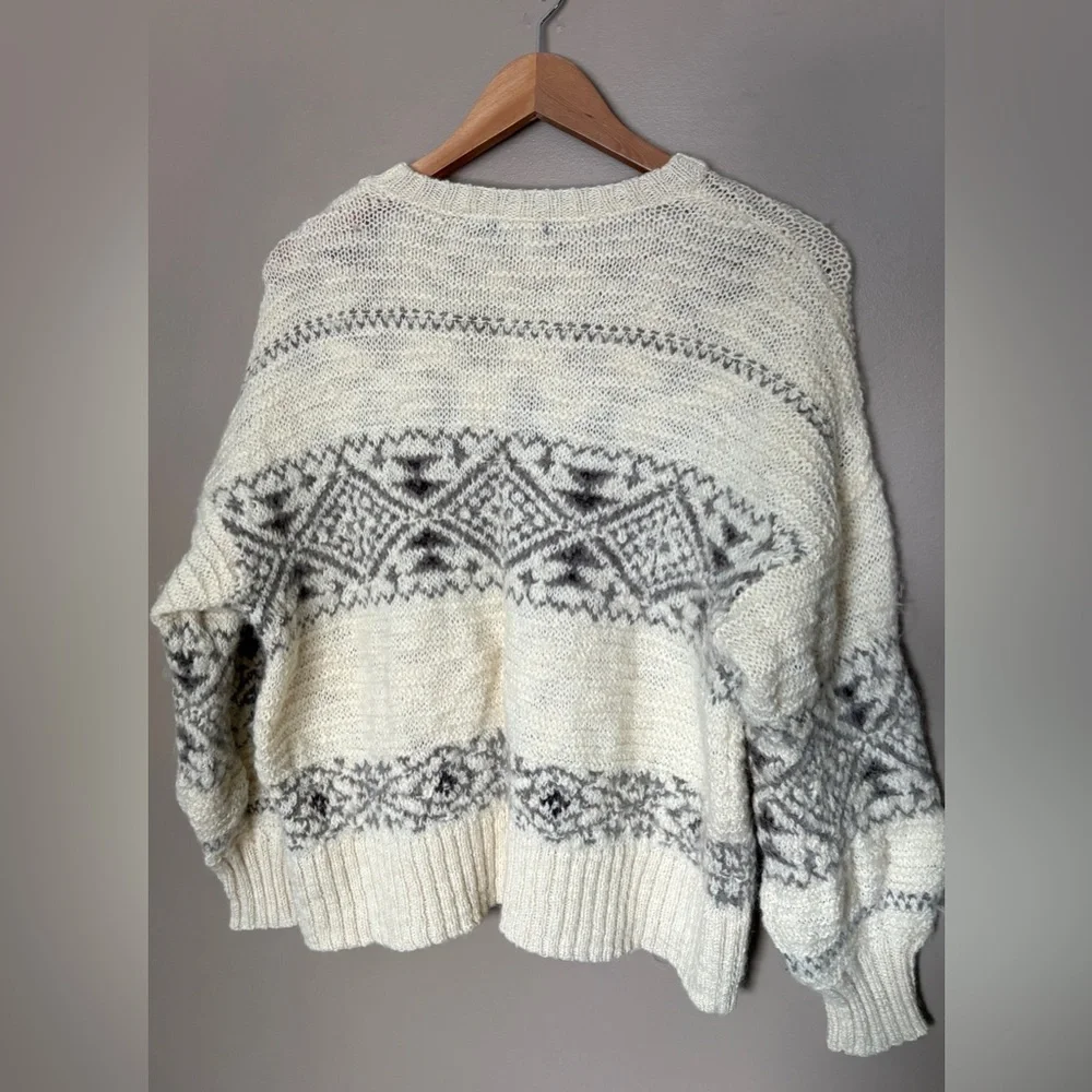 POLO Ralph Lauren cream Aztec sweater Wool Alpaca Aztec Nordic pullover sz L EUC